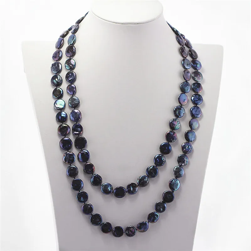 SNH 12mm AA coin black color 36inches selling well real pearl necklace for girl women | Украшения и аксессуары
