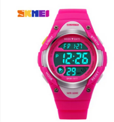 pink red SKMEI Популярные Мультяшные детские часы светодиодный цифровые часы детские милые часы для мальчиков и девочек повседневные цифровые спортивные часы наручные часы - Цвет: pink red