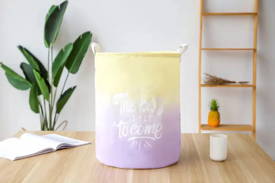 Хлопковое белье корзина для хранения игрушек, корзина для белья, большая емкость, складная корзина, акварель, желтый, фиолетовый, желтый, синий, 35x45 см, домашняя Декорация - Цвет: B