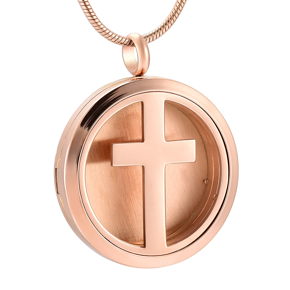 

IJD0002 Religious Cross Aromatherapy Essential Oil Diffuser Necklace Stainless Steel Cross Locket Pendant,12 Refill Pads