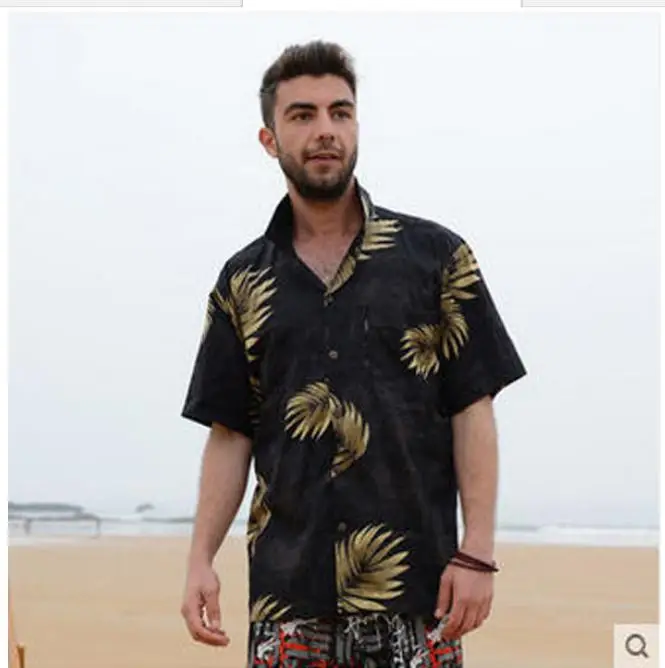 Мужские Пляжные рубашки из хлопка с коротким рукавом свободная повседневная