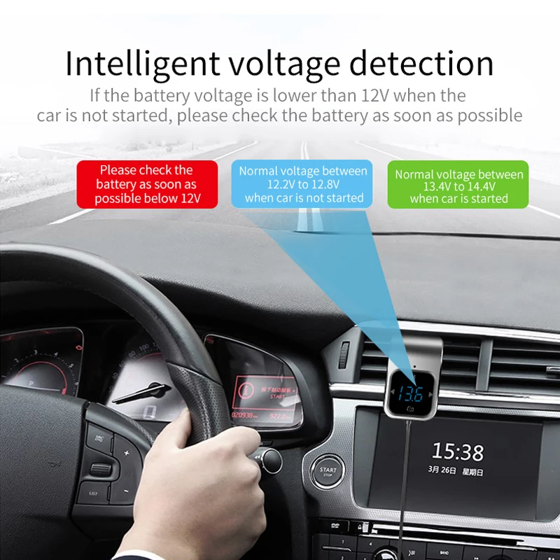 Передатчик с сенсорным управлением, Bluetooth, автомобильное радио, MP3 плеер, fm-модулятор, громкая связь, двойной USB, быстрое зарядное устройство, светодиодный