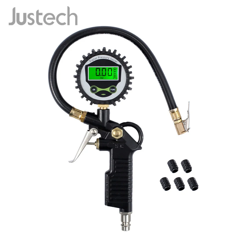 Новый цифровой манометр для шин 0-200 PSI 200 с 5 черными колпачками клапанов |