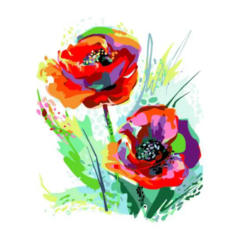 flower Painting 6 Diy картина по номерам, Мак, Раскраска по номерам, цветы Раскраска по номерам, Роза - Цвет: flower Painting 6