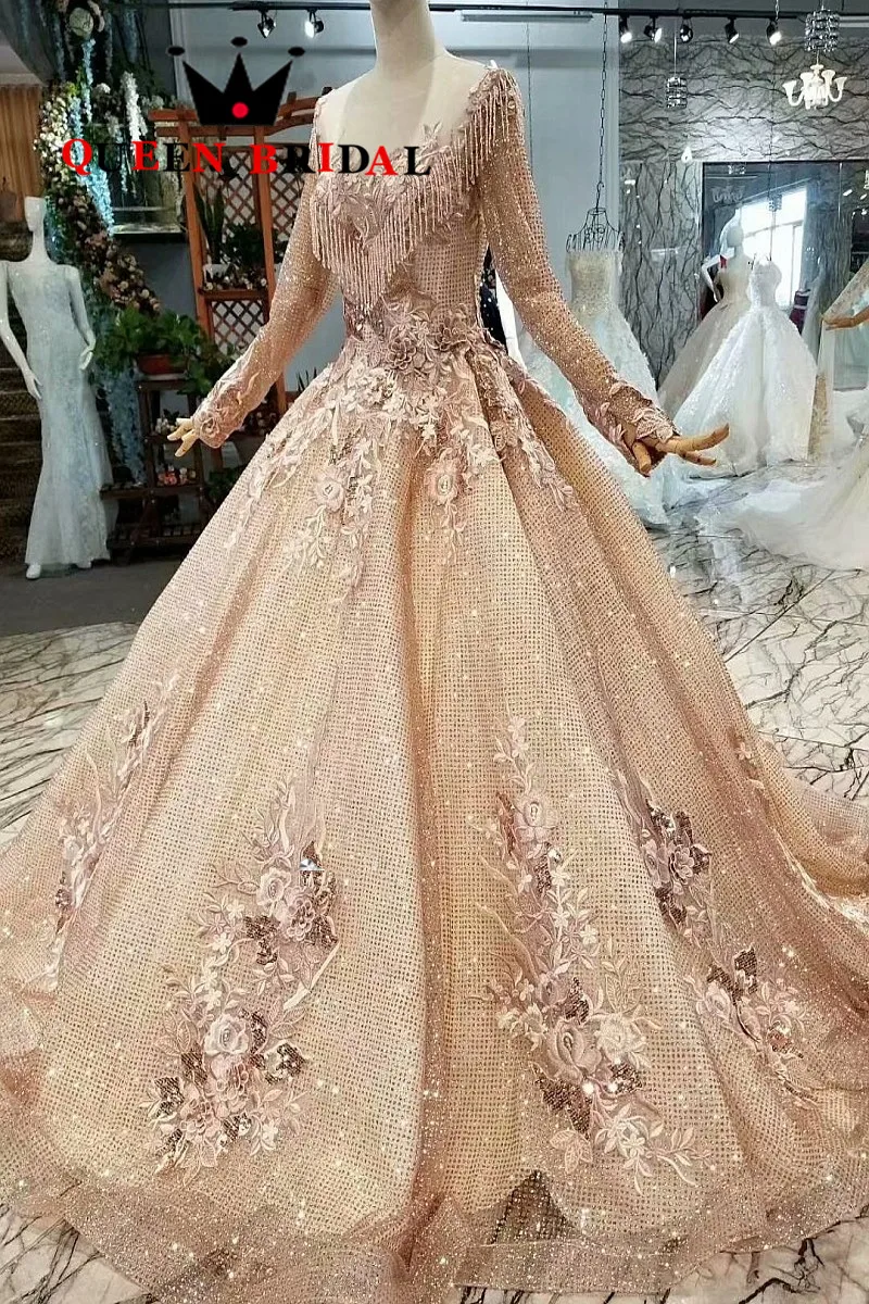 Custom Made 2021 Vestido De Festa Crystal Sequins Elegant Evening Dress Robe De Soiree Long Sleeves Lady Evening Gown EV122