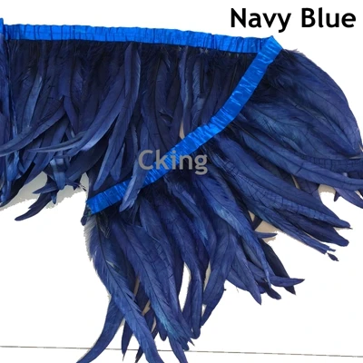 navy blue Прямая с фабрики 35-40 см 14-16 дюймов Окрашенный черный петух/с перьями из хвоста петуха бахрома/отделка для юбки свадебные украшения - Цвет: navy blue