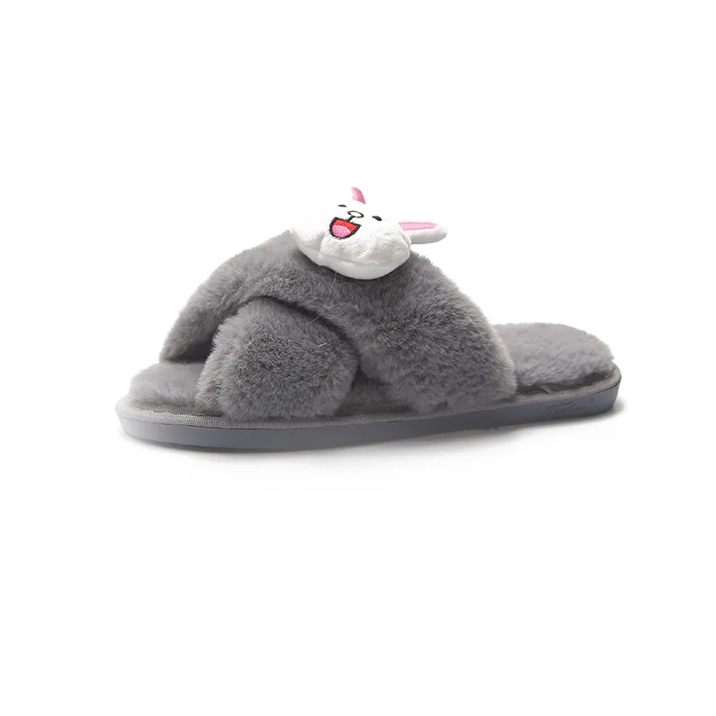 CuddlyIIPanda/Брендовые женские Вьетнамки; сезон осень-зима; теплые домашние тапочки с героями мультфильмов; милые плюшевые теплые тапочки с уткой, Кроликом, медведем