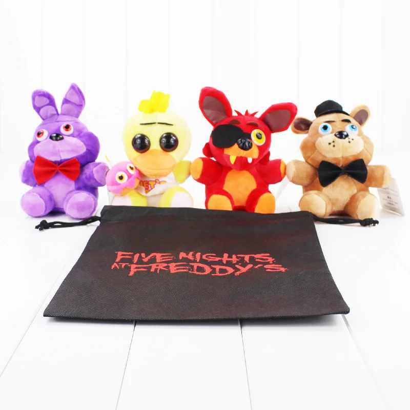 4 шт./лот пять ночей у Фредди плюшевый игрушка из фнаф Foxy Mangle Фредди Fazbear Медведь Кролик Чика Мягкая кукла-подвеска с подарочной сумкой
