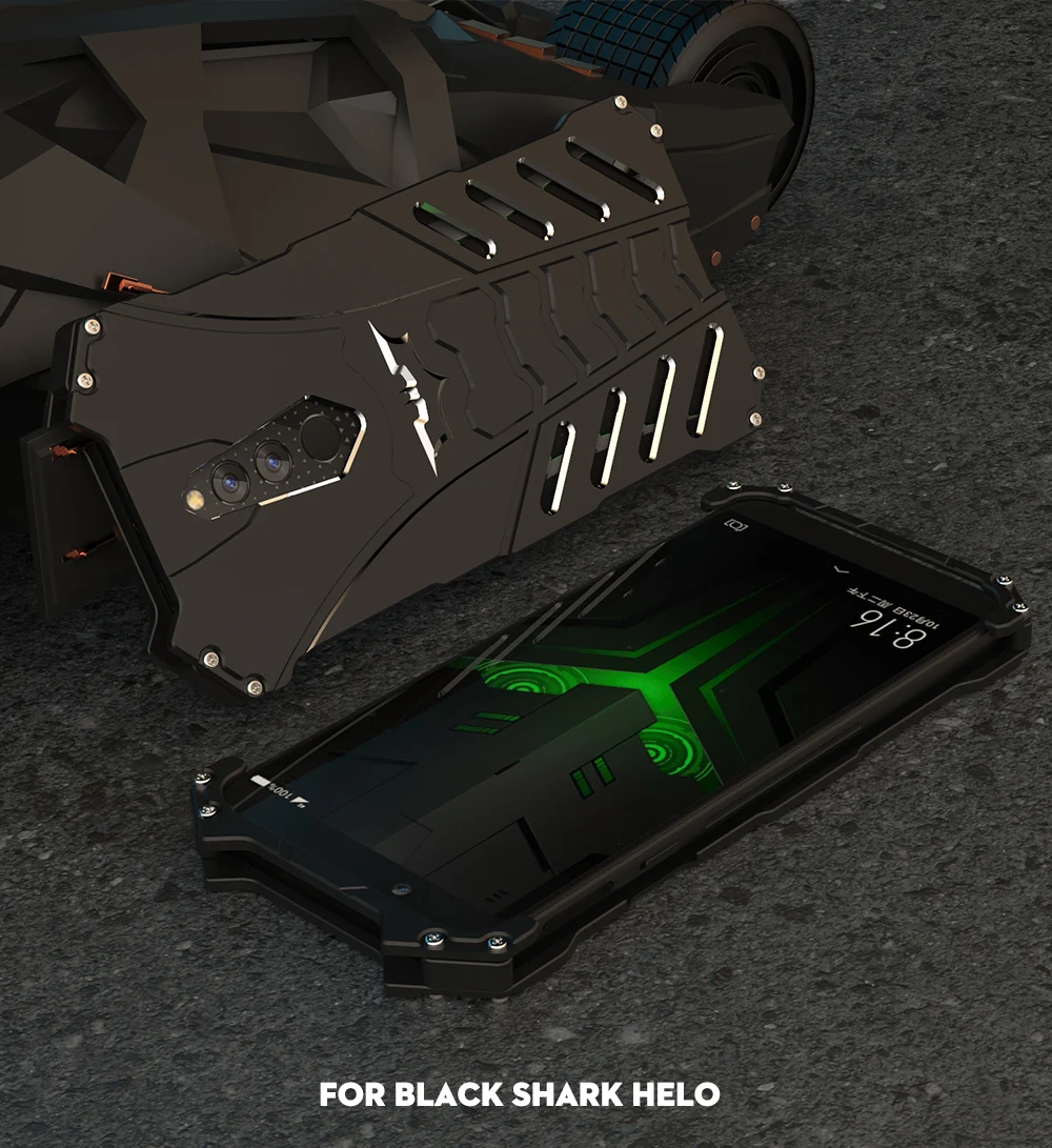 Металлический чехол с летучей мышью для Xiaomi Mi Black Shark 2 Pro Helo, жесткий чехол с полым корпусом, теплоотдача, противоударный модный спортивный чехол+ ремни