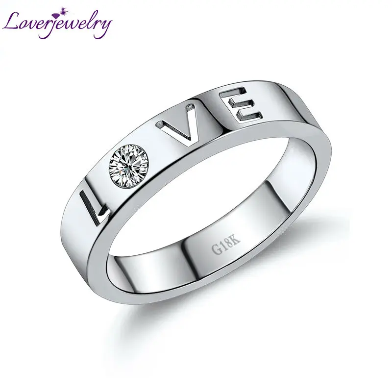 LOVERJEWELRY 100% натуральный бриллиант любовь обручальное кольцо кольца из 18Kt белого