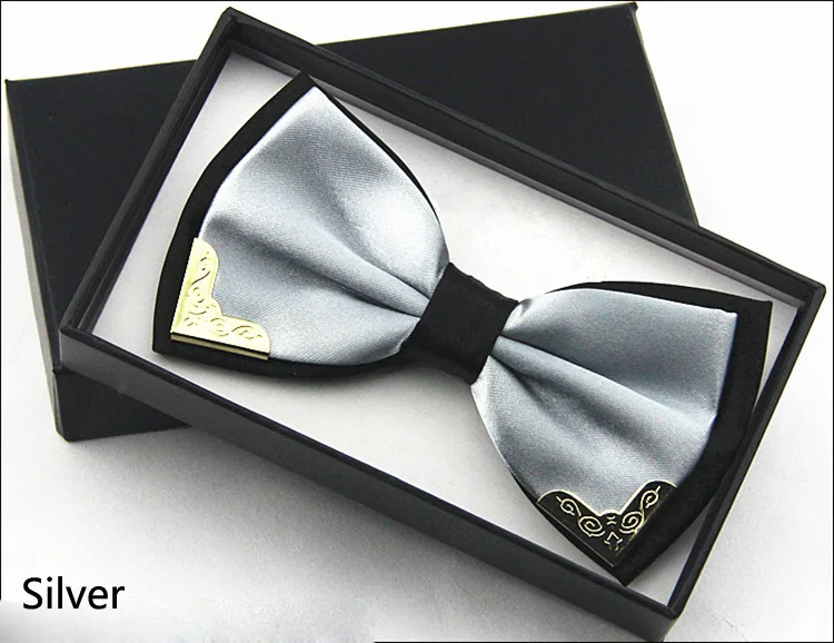 silver Jbersee роскошный бутик Модные металлические галстуки-бабочки для мужчин и женщин Свадебная вечеринка бабочка галстук-бабочка Gravata тонкий черный галстук-платок - Цвет: silver