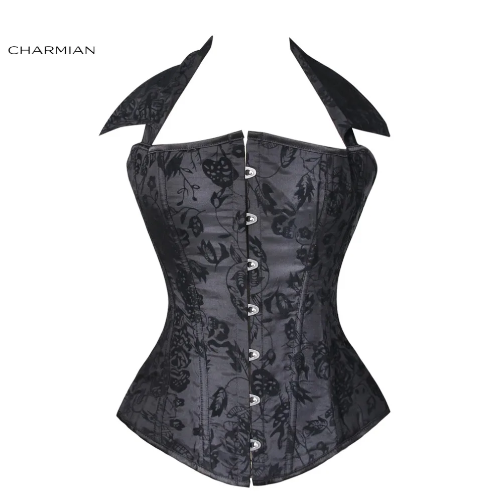 Женские атласные корсеты Charmian с цветочным воротником и бретелькой через грудь |