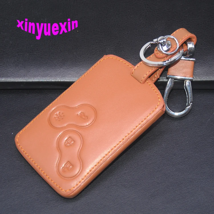 

Xinyuexin кожаный чехол для автомобильного ключа Fob чехол для Renault Clio Scenic Megane Duster Sandero Captur Twing брелок для Рено колеос с брелком
