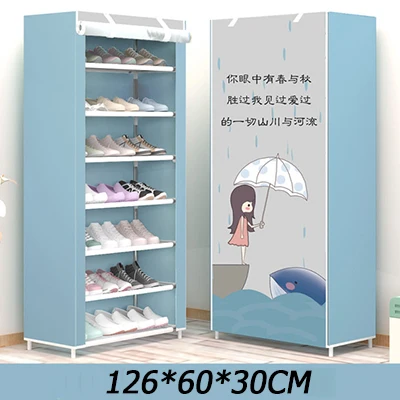 60x30x126cm Мультипликационный узор, многослойный пылезащитный Тканевый шкаф для обуви, самодельный домашний стеллаж для хранения обуви, Простая подставка для обуви, домашняя мебель - Цвет: 60x30x126cm
