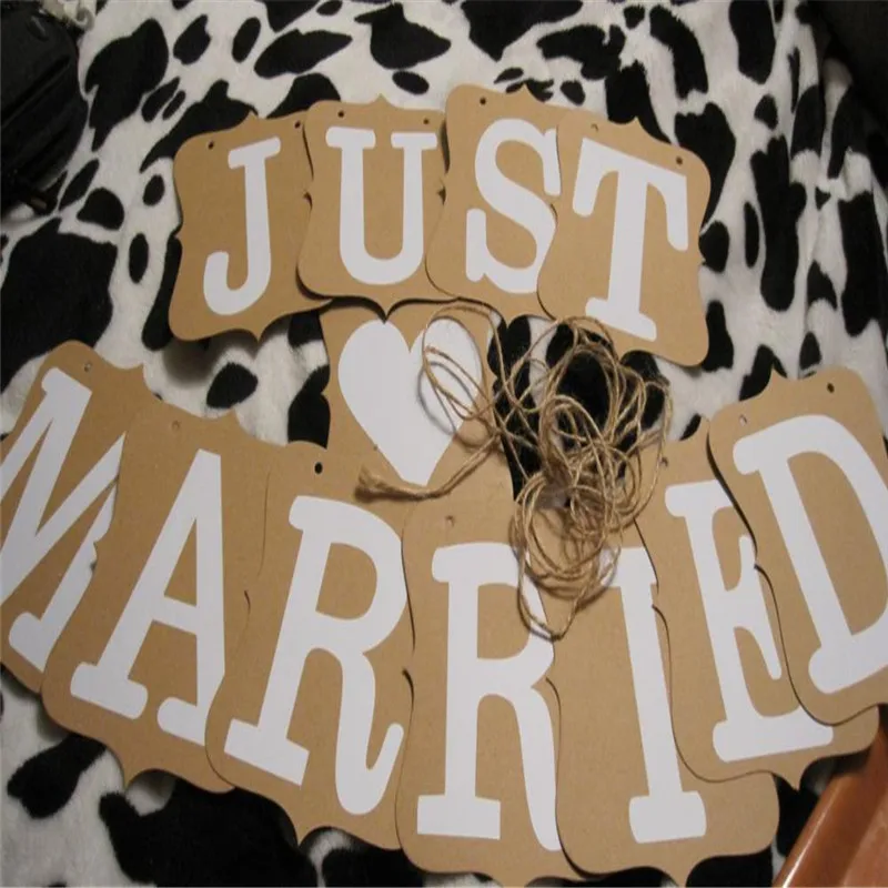 Free Shipping just married Bunting Banner Wedding Photo Booth Props Birthday Party Photography Decoration supplies bridal shower | Дом и сад