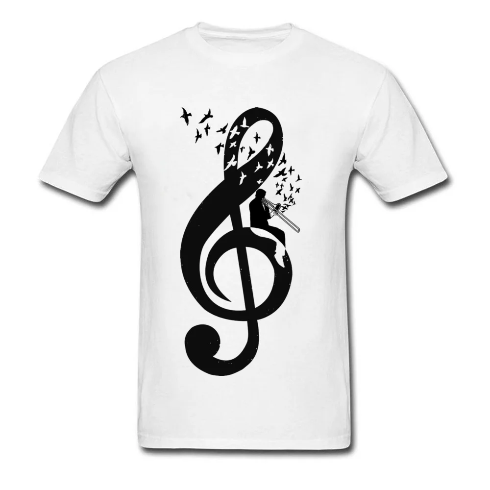 

2018 Graduation T Shirts Men Treble Clef Trombone Designer Shirt Mens Tshirt Full Cotton Hip Hop T Shirt Bass Music