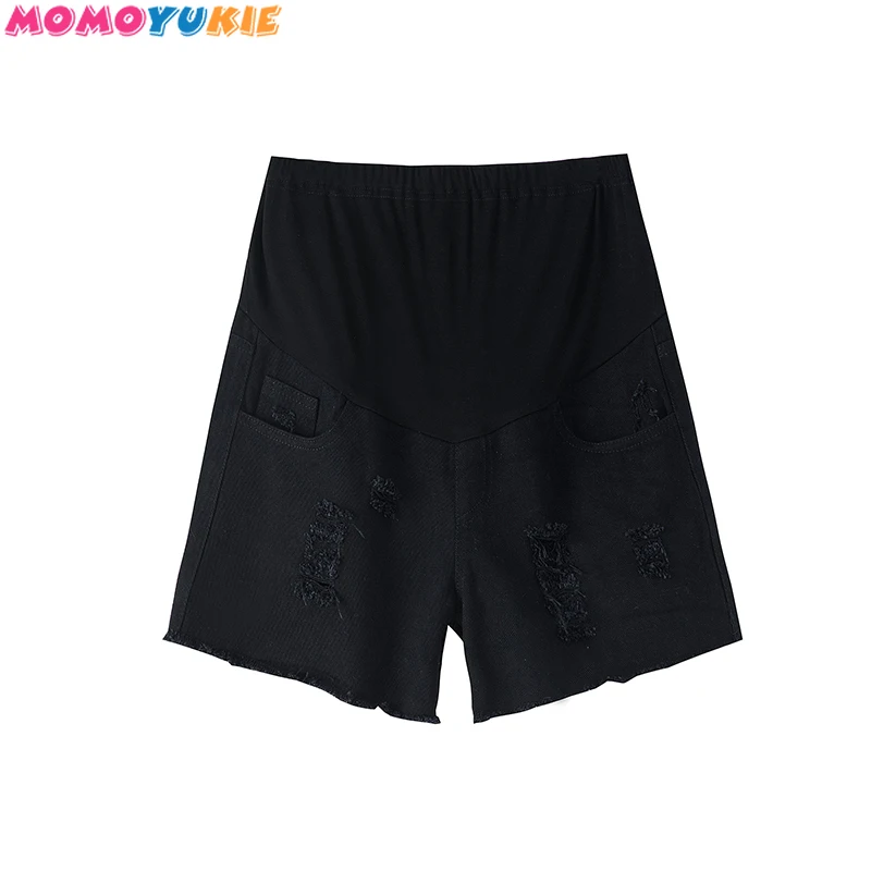 

Summer Maternity Jeans Pants Denim Shorts elastic waist Pregnancy Jeans For Pregnant Women Mother's Clothes Clothing white black