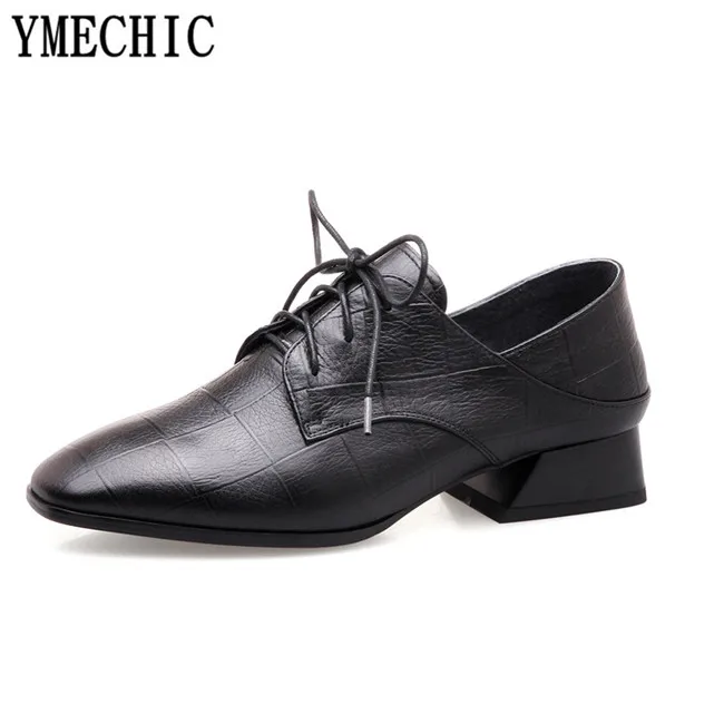 YMECHIC/2018 весенняя женская обувь из натуральной кожи Цвет черный желтый