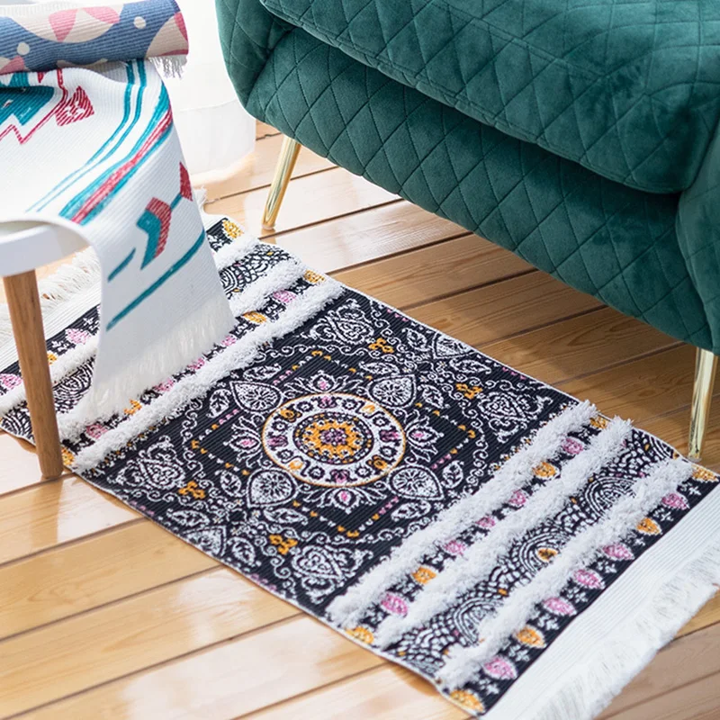 Богемные/Boho принты Tufted хлопок ручной тканые коврики Прочный машинный моющийся, напольный ковры для спальни/ванной комнаты/гостиной