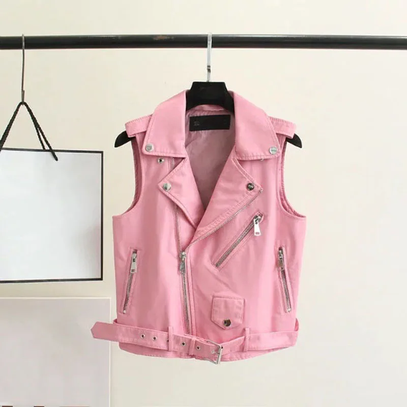 Женский кожаный жилет 2017 новая мода высокая улица без рукавов искусственная кожа