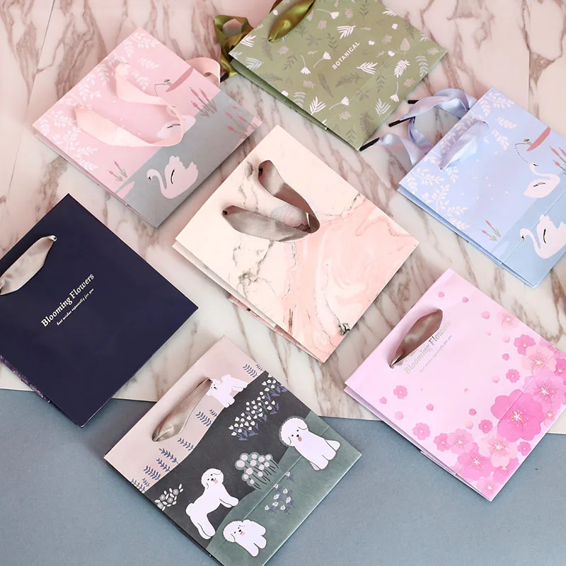 Новый креативный красивый Лебедь мраморный узор подарочные сумки с ручками