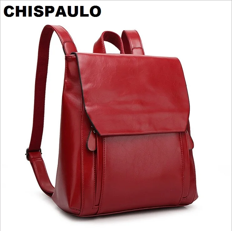Женский рюкзак из натуральной кожи CHISPAULO черный школьный на плечо 2019|mochila fashion|leather