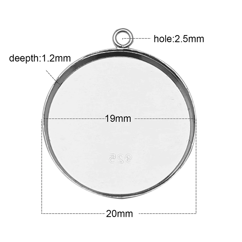platinum 19mm Beadsnice 33827smt17 Стерлинговое Серебро 925 Подвеска ободок чашка для установки подходит круглый 19 мм плоская спина, кабошон - Цвет: platinum 19mm