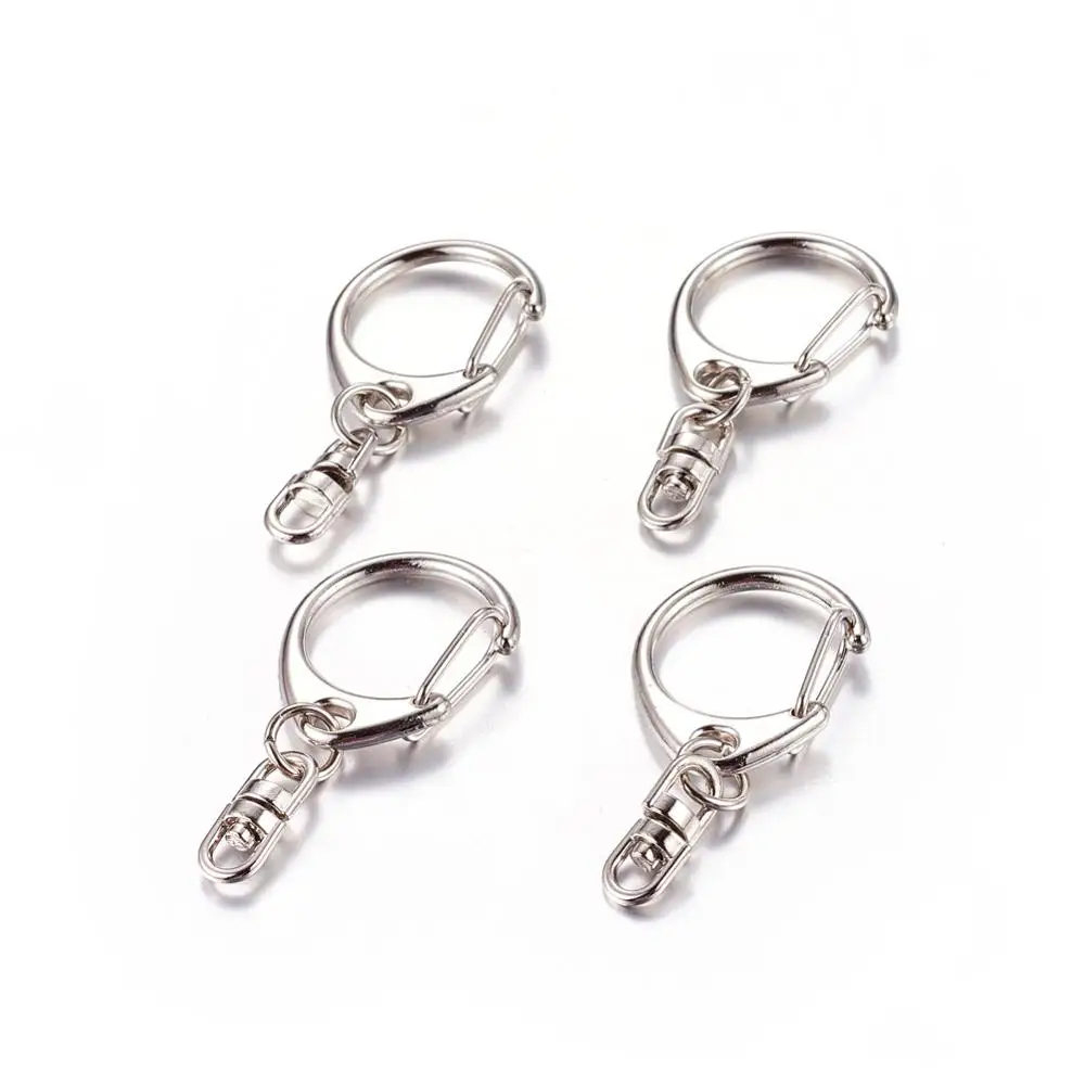 

10pcs Classic Iron Key Clasp Finding Snap Clasps Keychain Swivel Lobster Hook Key Chain Split Key Ring 22x47mm