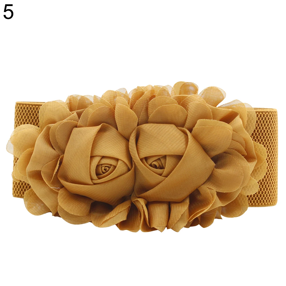 Цветочный дизайн ремни для женщин эластичные пояс женский широкий эластичного