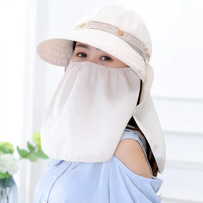 PLOERMIN Sun Женская Летняя шляпка Sunbonnet Sun Anti-uv летняя шляпа складная шляпы для рыбалки Женская наружная полная защита Кепка - Цвет: Beige