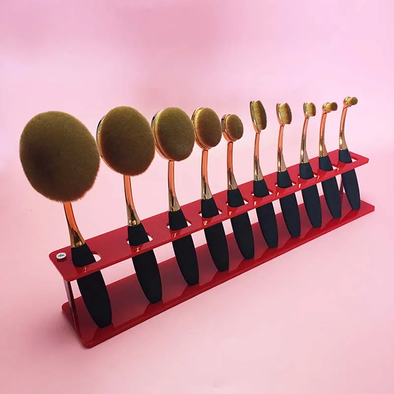 10 ячеек Овальный держатель для кистей макияжа прозрачная стеллаж акриловых