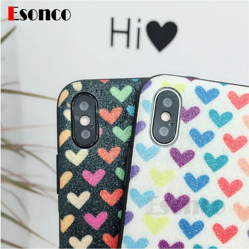 Sweet Heart чехол для iPhone х 6S 6 Plus 7 8 X XS телефона Симпатичные Блеск Soft Phone
