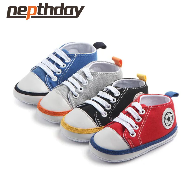 2019 4 colors baby casual shoes canvas boy style with football icon 3-12 month bebe wear soft and cute 12-026 | Мать и ребенок