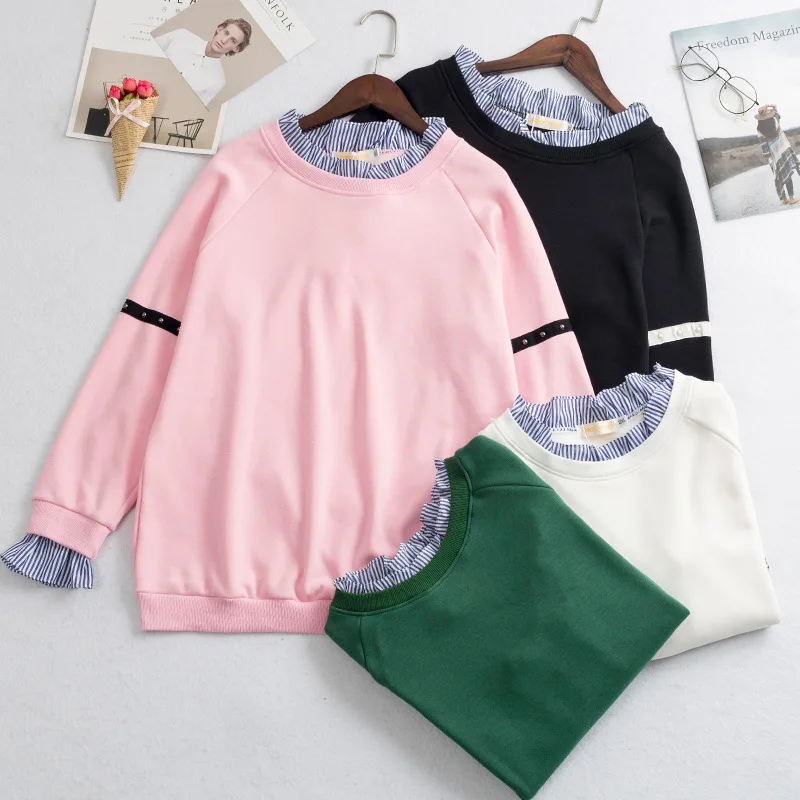 Большой размер женский свободный свитер 2019 Осеннее Пальто Поддельные Двух