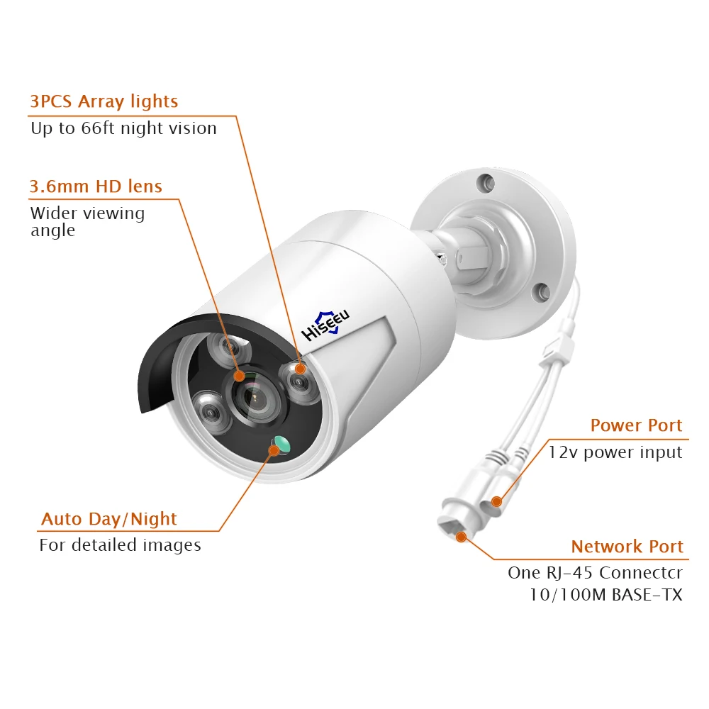 Hiseeu 1080P POE мини ip камера 2.0MP ONVIF P2P IP66 Водонепроницаемая наружная для обнаружения