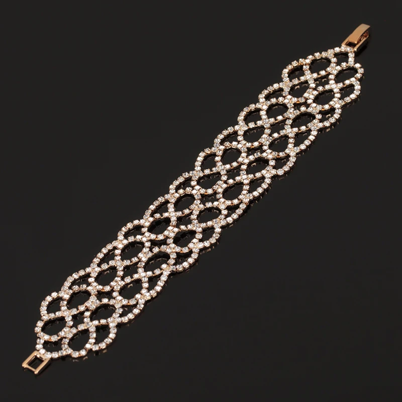 YFJEWE Fashion Full Rhinestone Jewelry Women Factory Price Gold and Silver Color Classic Crystal Pave Link Bracelet Bangle B144 | Украшения