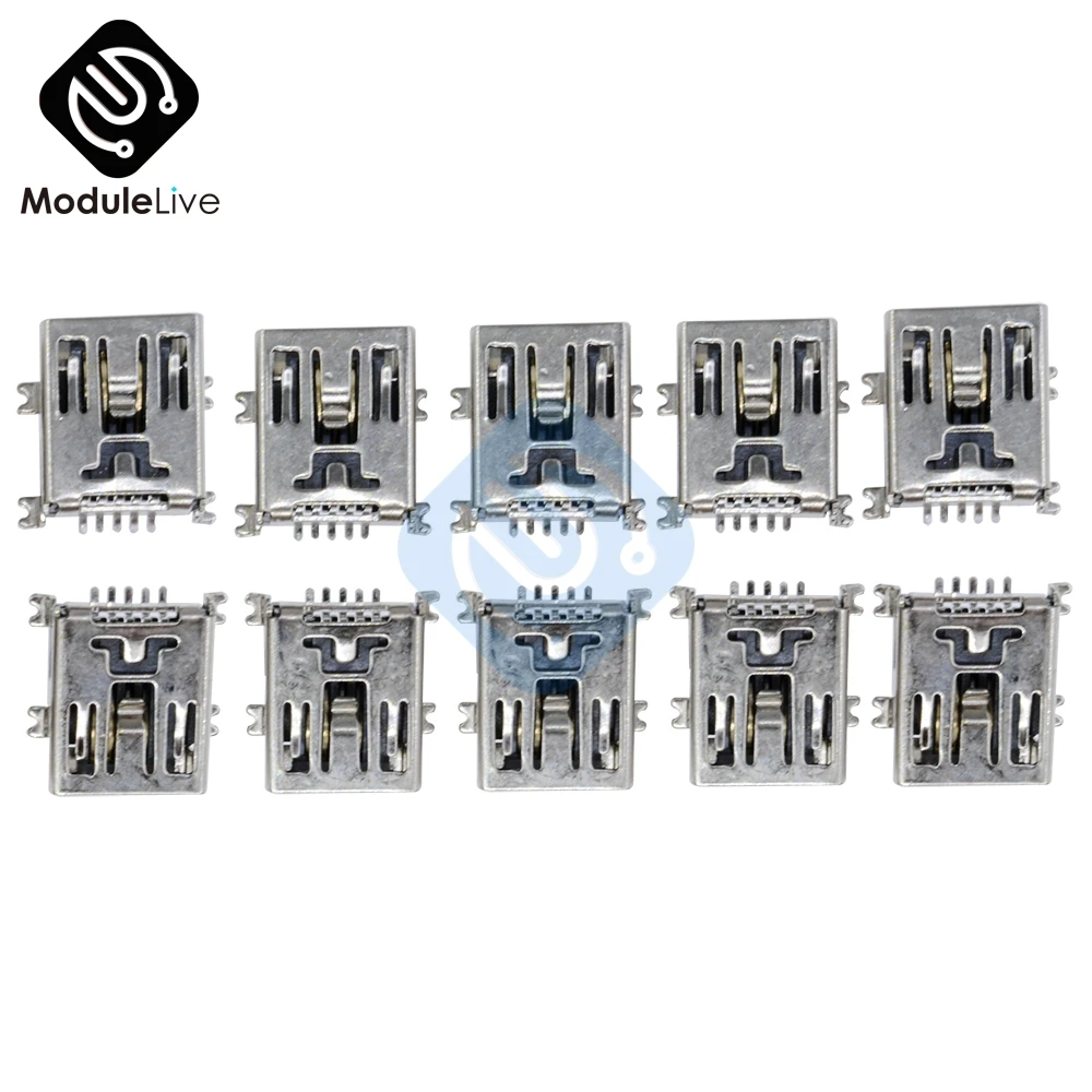 10 шт. Мини крошечный USB SMD 5 контактный гнездовой разъем Mini B|Соединители| |