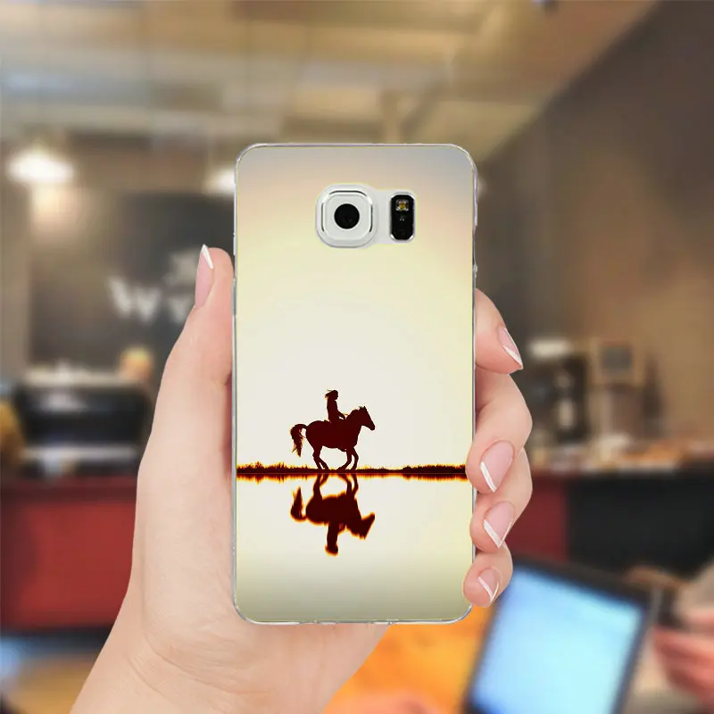 Person Riding Horse Silhouette Soft Slim TPU Phone Case for Samsung Galaxy Note 2 3 4 5 8 S2 S3 S4 S5 Mini S6 S7 S8 S9 Edge Plus | Мобильные