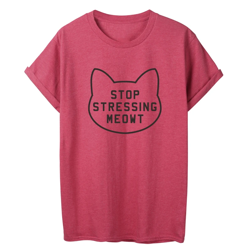 ONSEME/забавные хлопковые футболки футболка с надписью Stop undering Meow Женская милая