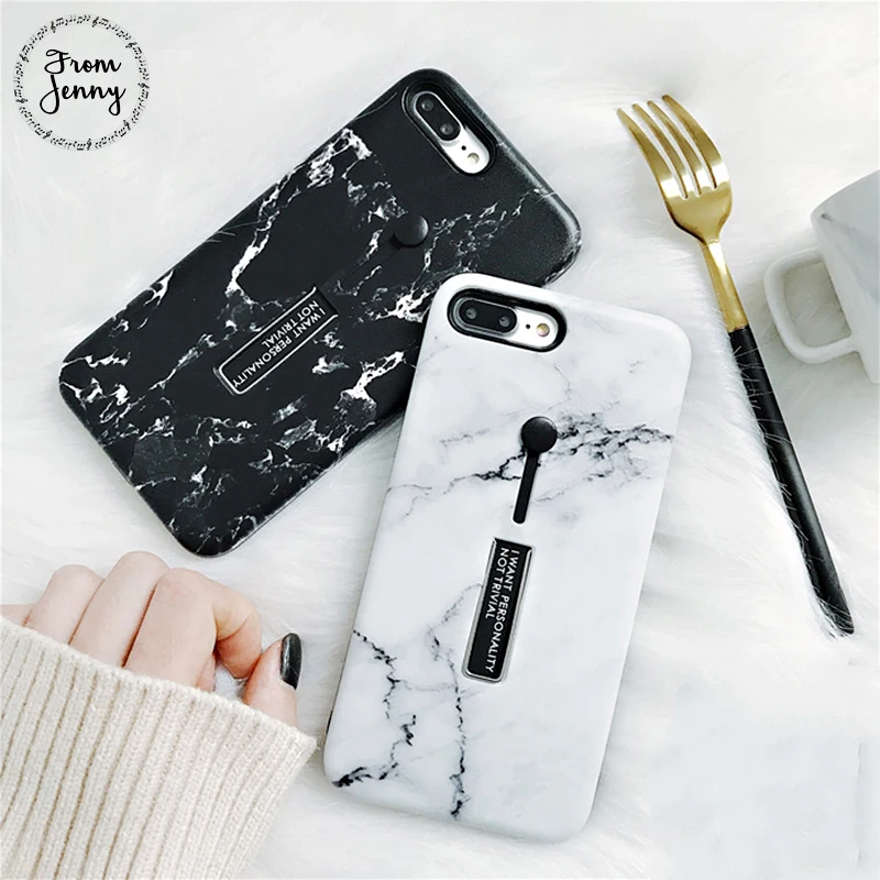 From Jenny Fashion Marble Phone Case For iphone X 7 7s 6 6s 6plus 6splus Golden Silver Finger Ring Holder Grip Hard | Мобильные