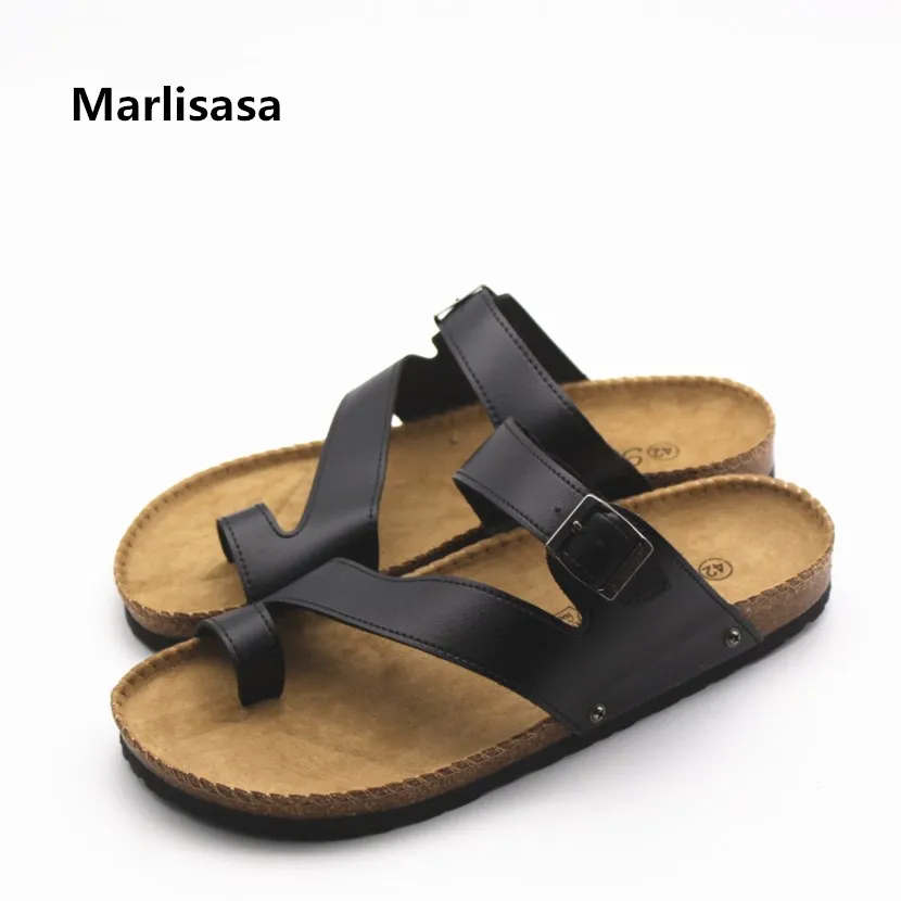 

Мужские удобные шлепанцы Marlisasa F474, стильные сандалии из искусственной кожи, повседневные Нескользящие, черные, F474