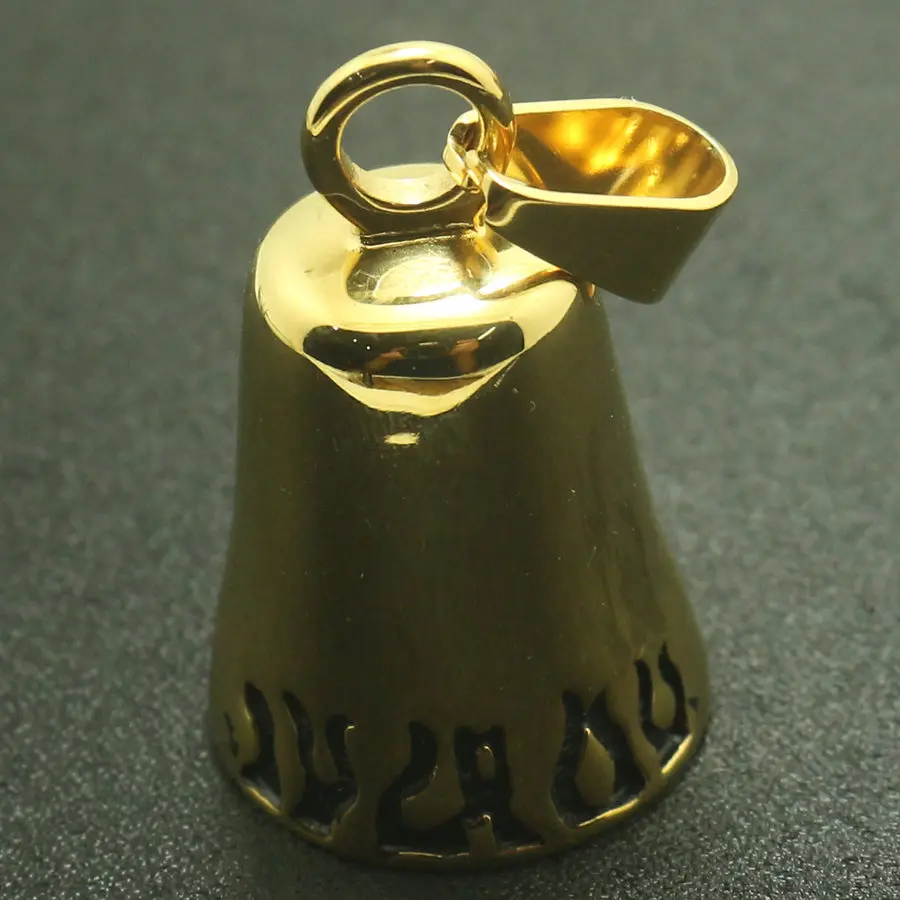 Новые крутые байкерские Jingle Bell 316L нержавеющая сталь золотой чехол с изображением Призрачного гонщика пламенный Ride to Live-жить, чтобы ездить секетон кулон