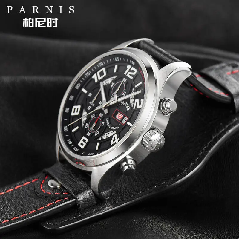 Мужские кварцевые часы с хронографом Parnis Pilot V Serier | Наручные