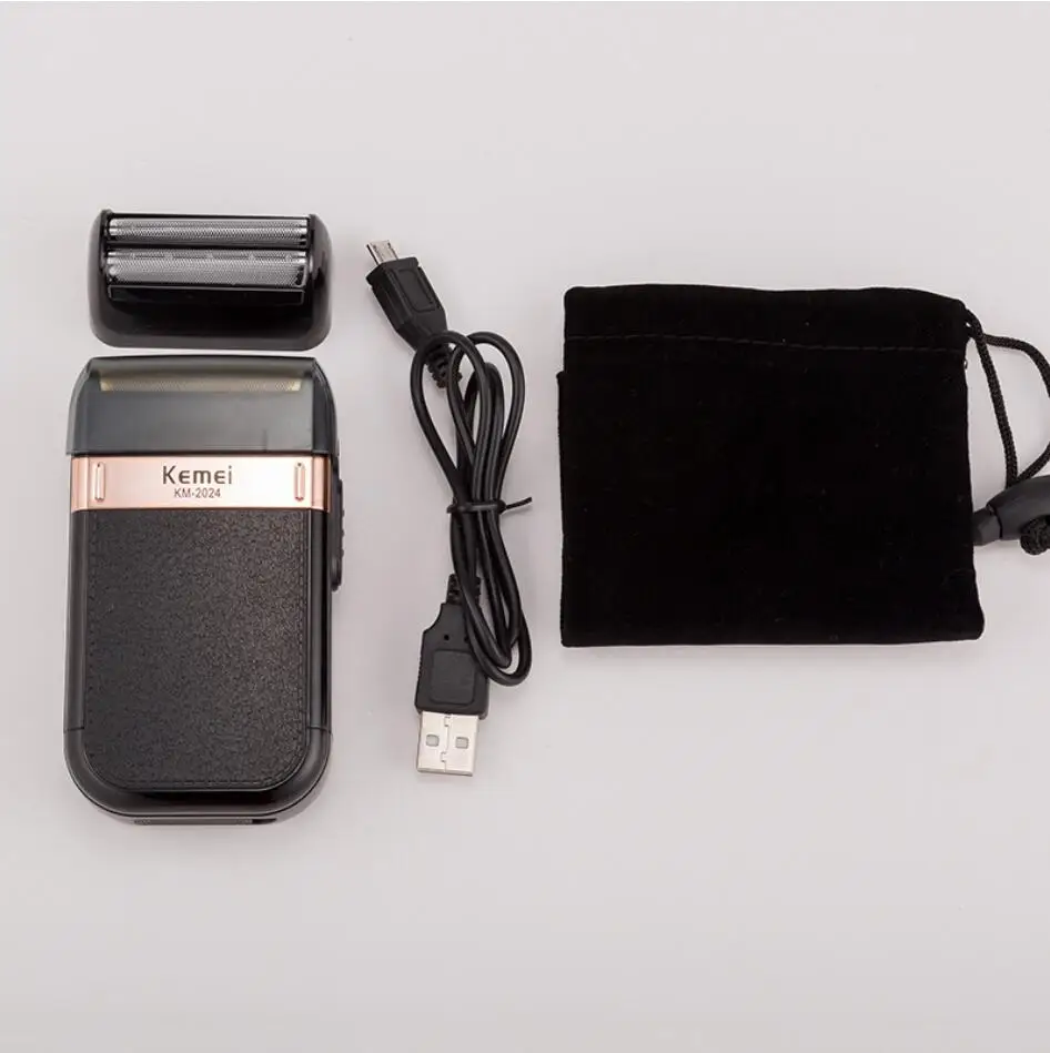 Kemei KM-2024 аккумуляторная бритва для мужчин с USB зарядкой поршневое лезвие моющаяся