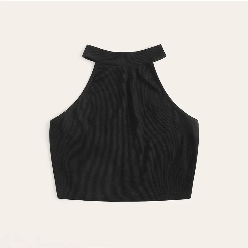 SweatyRocks женский топ с бретелькой через шею,, модный летний Повседневный Топ с открытой спиной, Женский облегающий сексуальный жилет