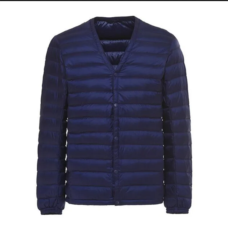 

2018 New spring and autumn ultra-light down jacket 90% white duck down Parkas lightweight warm V-neck slim short jacket men