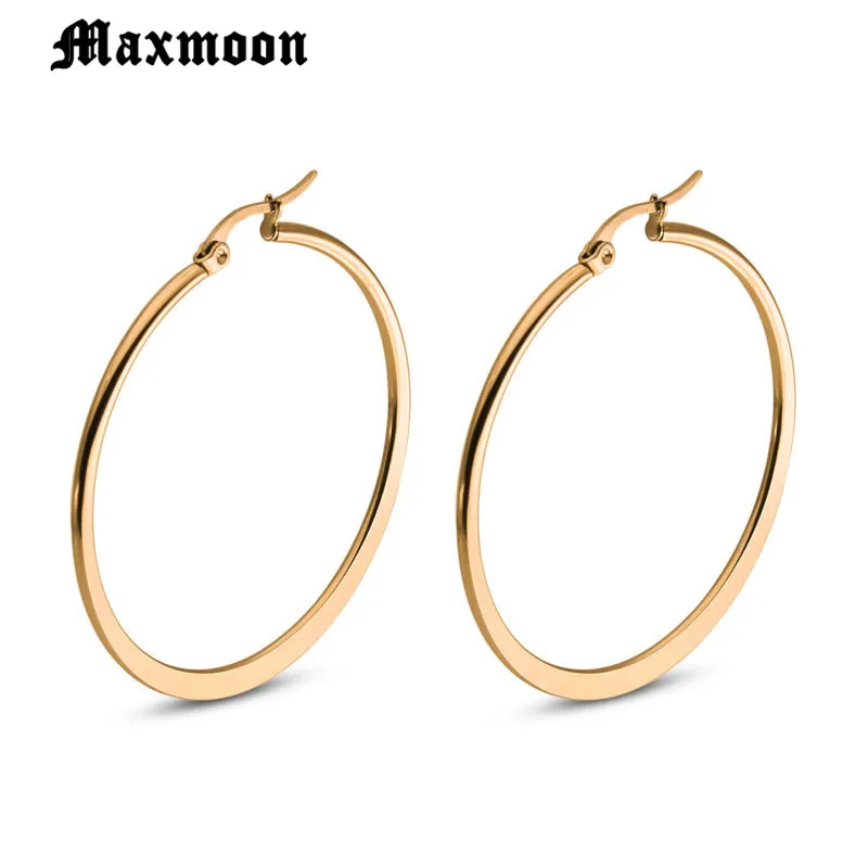 Женские серьги кольца Maxmoon большие круглые золотого и серебряного цвета в стиле