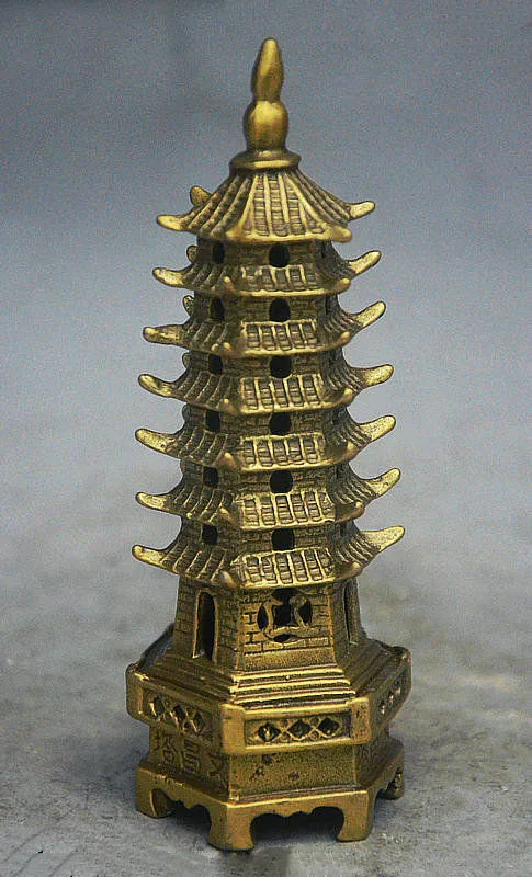 5 &quotКитайский буддизм латунь медь 7 этаж башня wenchang Stupa статуя пагоды|Статуи и