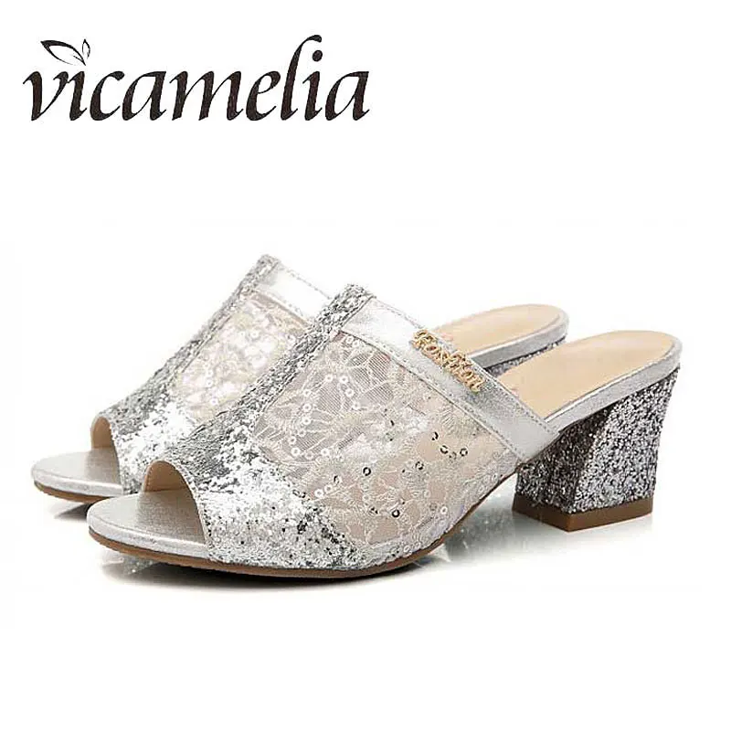 Vicamelia Women Sandals 2018 With Square Heels Fashion Fenty Beauty Wedding Ladies Summer Woman Shoes Peep Toe 233 | Обувь