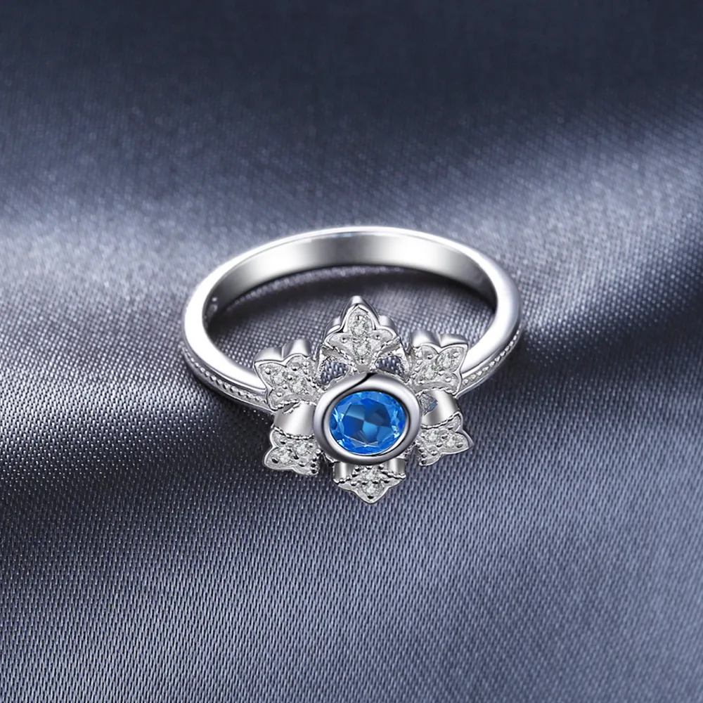 Jewelrypalace Снежинка 0.6ct натуральной голубой топаз коктейльное кольцо 925 украшений